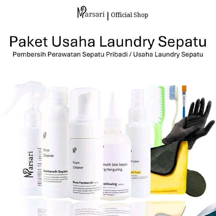 Marsari Bundle Kit 100ml - Paket Usaha Laundry Sepatu Pembersih Putih Berwarna Tanpa Air untuk Sepat