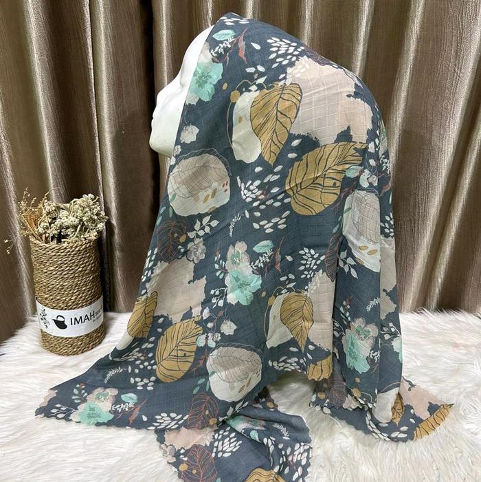 hijab dobby mhotif imah scarf premium size 110x110cm tepi di lasercut rapih bisa sergam