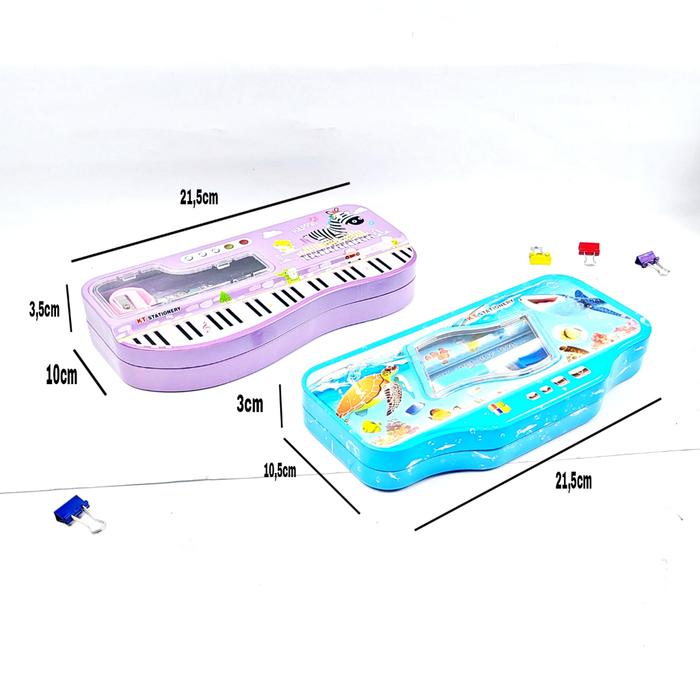 Tempat Pensil / Kotak Pensil Kaleng Set Motif Funcy / Pencil Case Kaleng Funcy Lucu