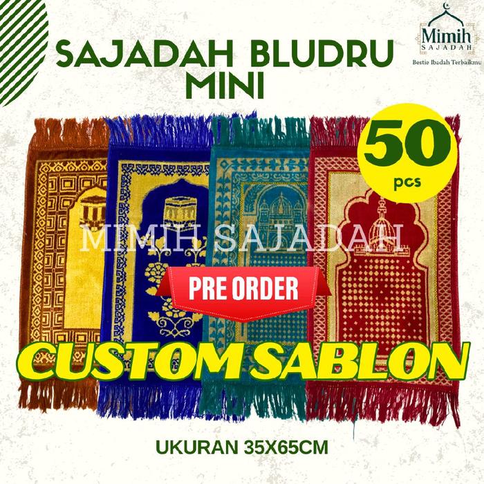 [CUSTOM SABLON 50pcs] Sajadah Bludru Mini Sajadah Muka Mini Ukuran 35x65cm Bahan Halus Lembut dan Ny