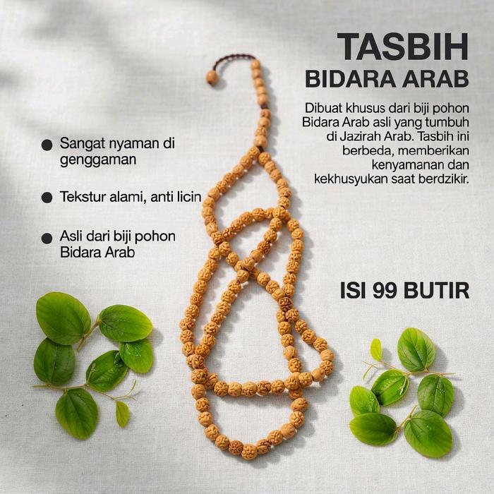 Tasbih Bidara Asli Original 99 Butir dari Biji Pohon Arab Nyaman Digunakan