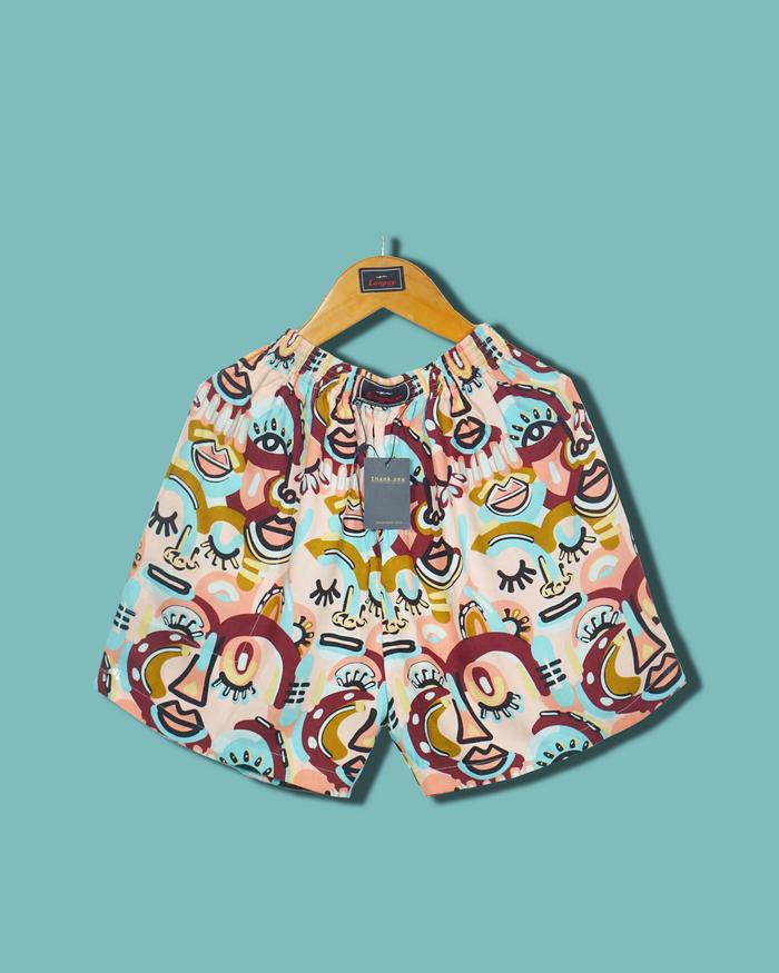 BOXER LOOPAY MOTIF FACE ABSTRAK BOXER LOOPAY MOTIF FACE ABSTRAK Unisex Shorts Pendek Pria Wanita Cel