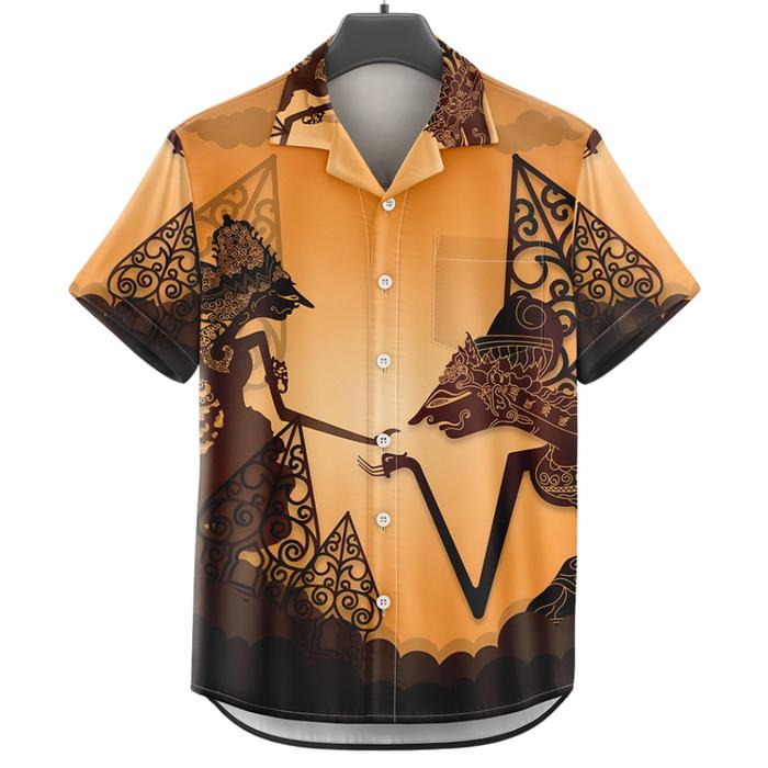 GOKS Baju Shirt Kemeja Motif Pria Wanita Unik Bermotif Kekinian 471 WAYANG KULIT