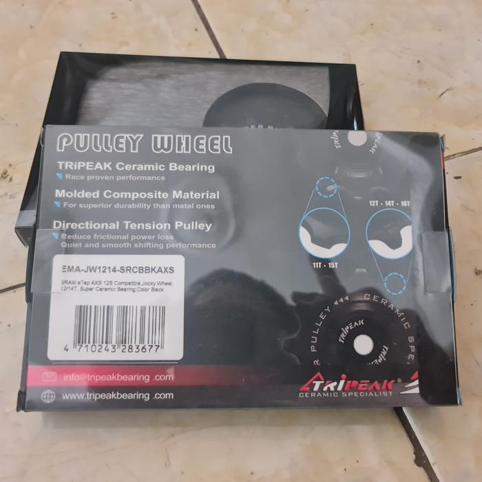 Pulley Super Ceramic TRIPEAK 12T - 14T Hitam Jocky Wheel Bearing sram eTap AXS TAD178