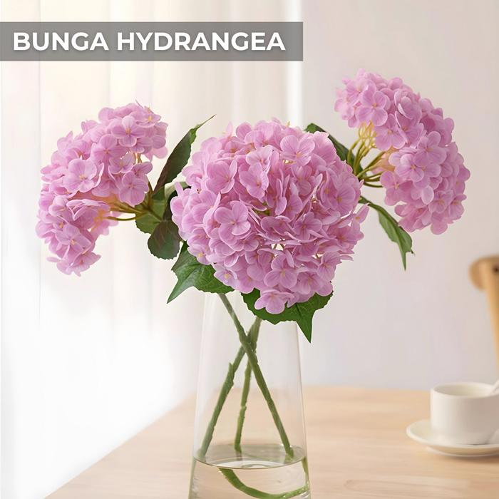 Bunga Hydrangea Artificial Premium Dengan Tangkai Dekorasi Pernikahan Pelaminan Home Dekor Bunga Hia