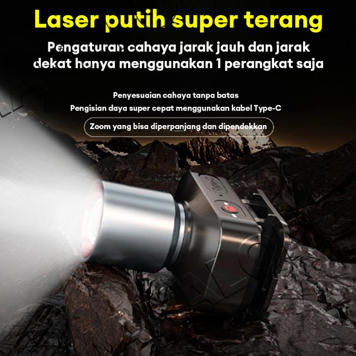 【Garansi 10 tahun】 Senter Kepala  Cahaya Maksimal Plus RechargePro USB-C Fokus & Penyebaran Zoom 100