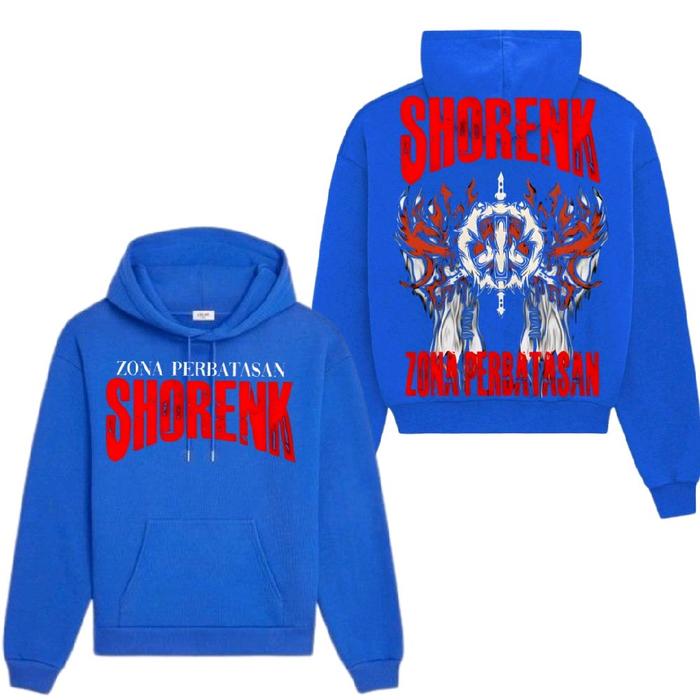 Silat Zone ID | Custom Hoodie Shorenk Zona Perbatasan | Cotton Fleece 280 GSM 330 GSM Warna Biru