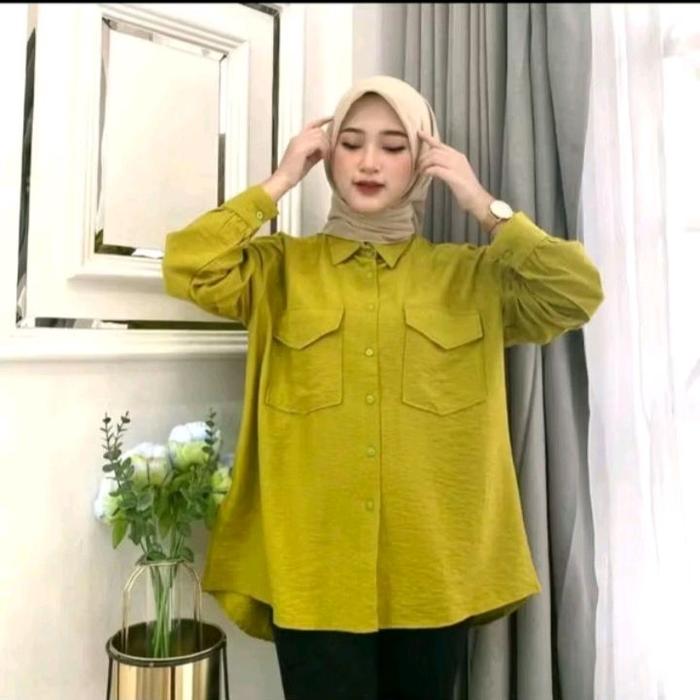 yura blouse saku crinkle airflow Wanita