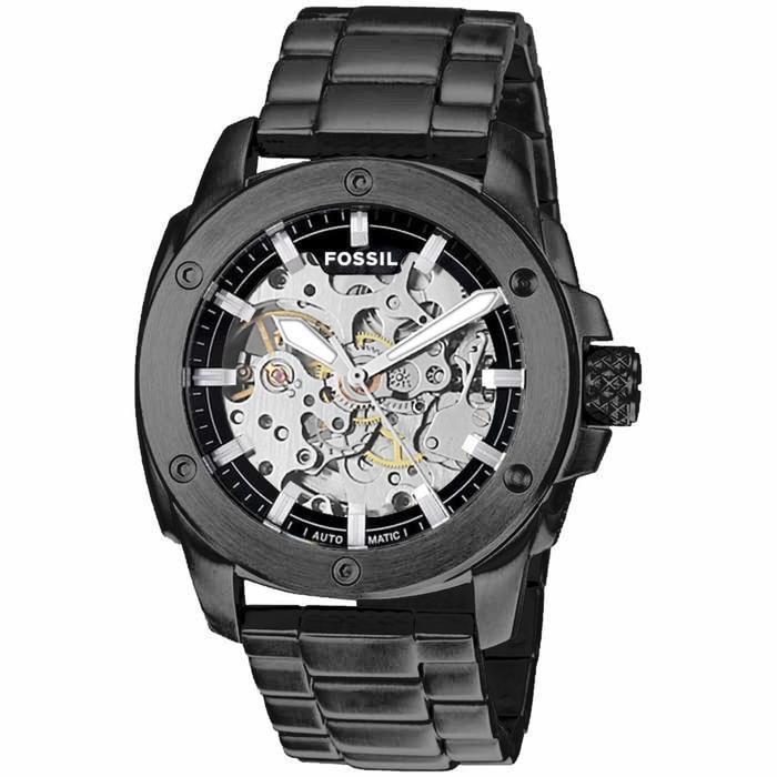 Jam tangan pria fossil otomatis transparan fossil skeleton