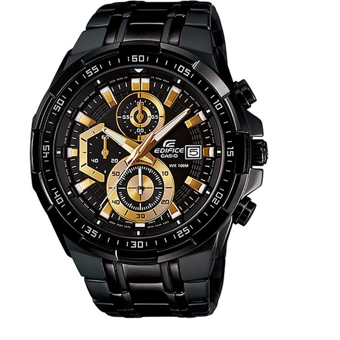 Jam Tangan Pria Casio Edifice EFR-539BK-1AVUDF Chronograph Men Black Dial Black Stainless Steel Band