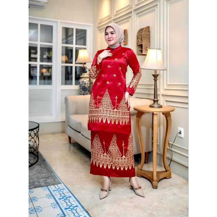 Setelan Tunik Bordir Manual/Baju Bridal/Baju Pesta/Baju Adat/Set Baju Kurung/ Kebaya Malaysia(Jumbo