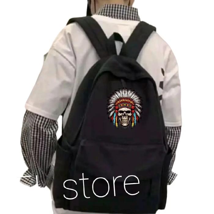 EL STORE_ Tas Ransel  Bagpack Karakter APACHE INDIAN- Premium Quality - Canvas  - Ukuran 35cmx45cmx1