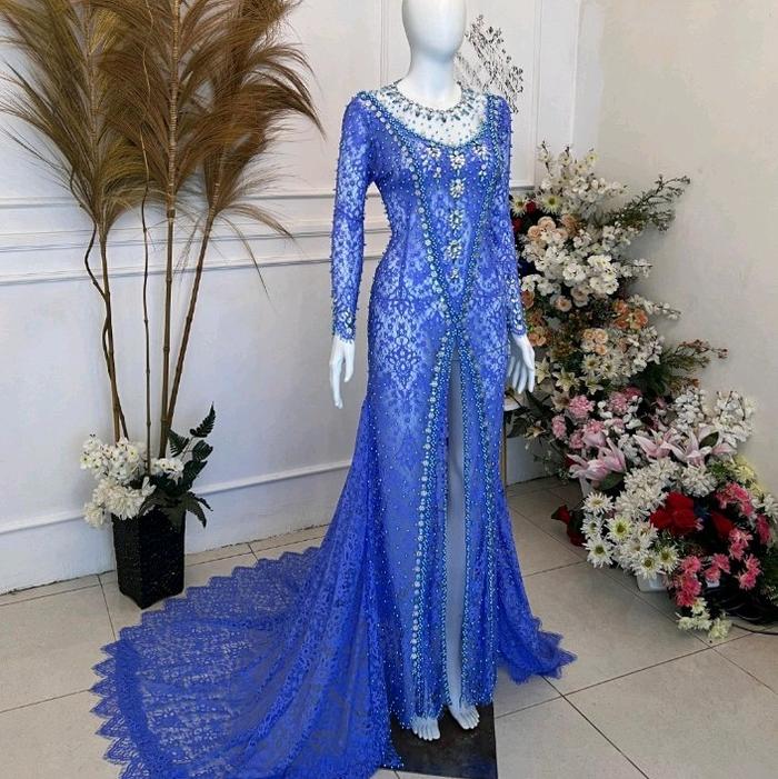 Kebaya slim belah biru wardah murah
