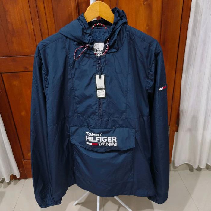 jaket anorak tommy Hilfiger denim warna dark navy