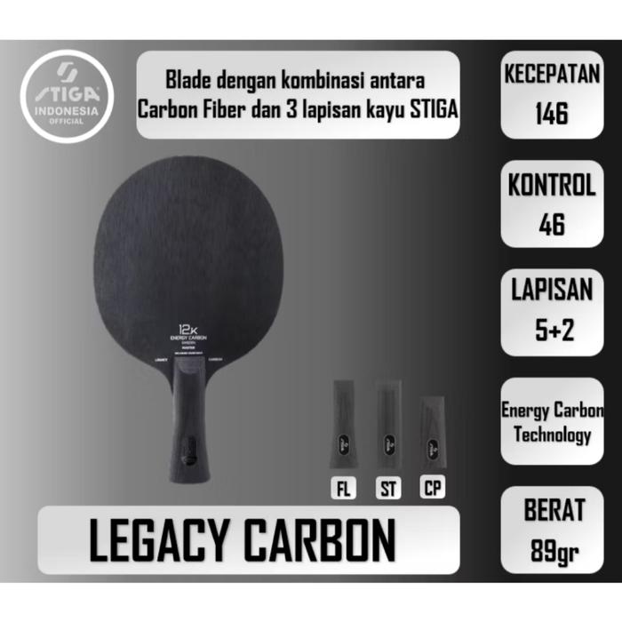 Bet Pingpong Tenis Meja Stiga Legacy Carbon Kayu Blade Ping pong ITTF Original / Bet Pingpong Stiga 