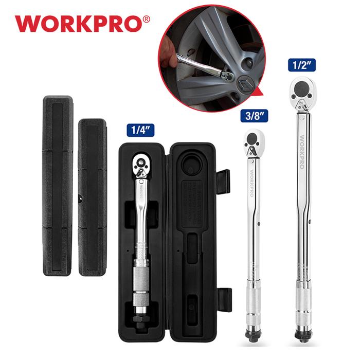 WORKPRO 1/4'' 3/8'' 1/2'' Square Drive Torque Wrench 5-100 Ft-lb