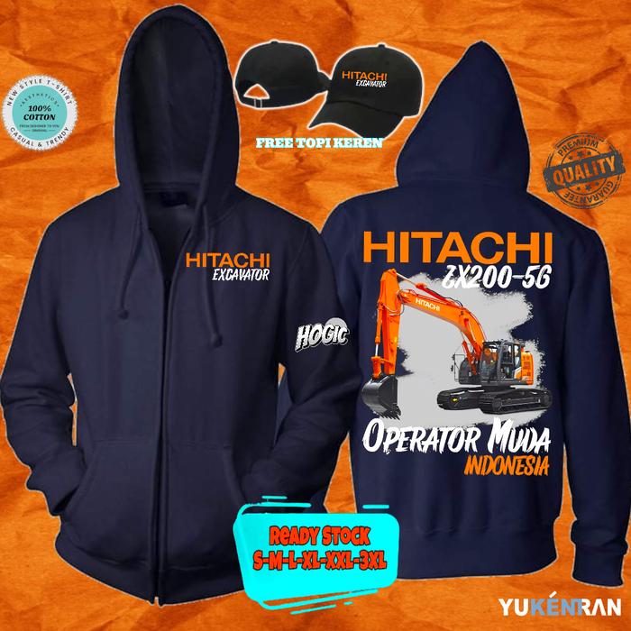 JAKET RESLETING PROFESI HITACHI EXCAVATOR ZX200-5G OPERATOR MUDA INDONESIA DESIGN NEW KATUN FLEECE B