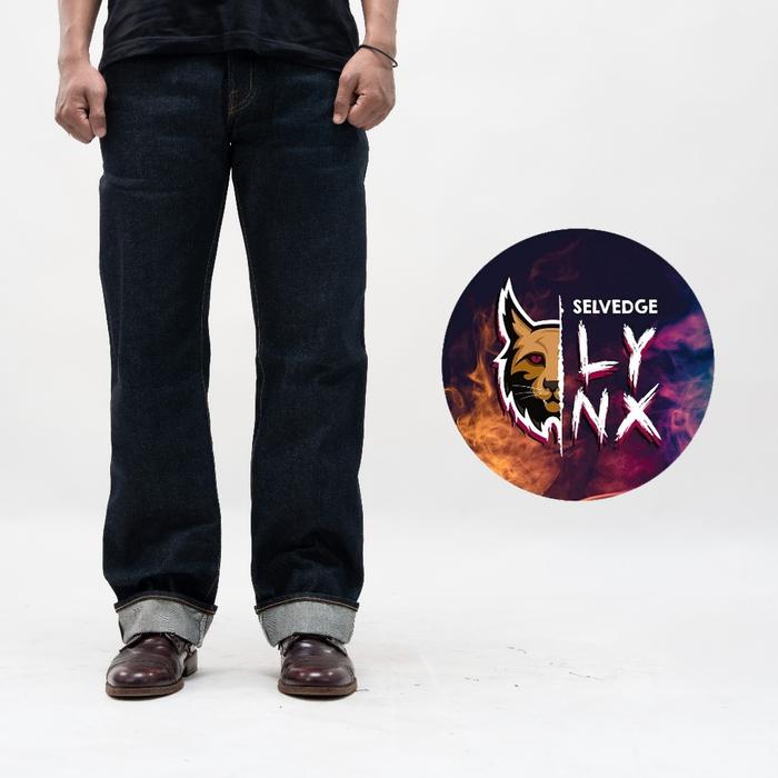 CUCI GUDANG!! EARTHY GENOVA - Denim Selvedge LYNX 15 Oz Celana Raw Jeans Pria Super Deep Indigo Red