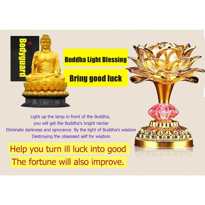 7 Warna untuk Lampu Bunga Teratai Lampu Doa Buddha LED Warna Berubah