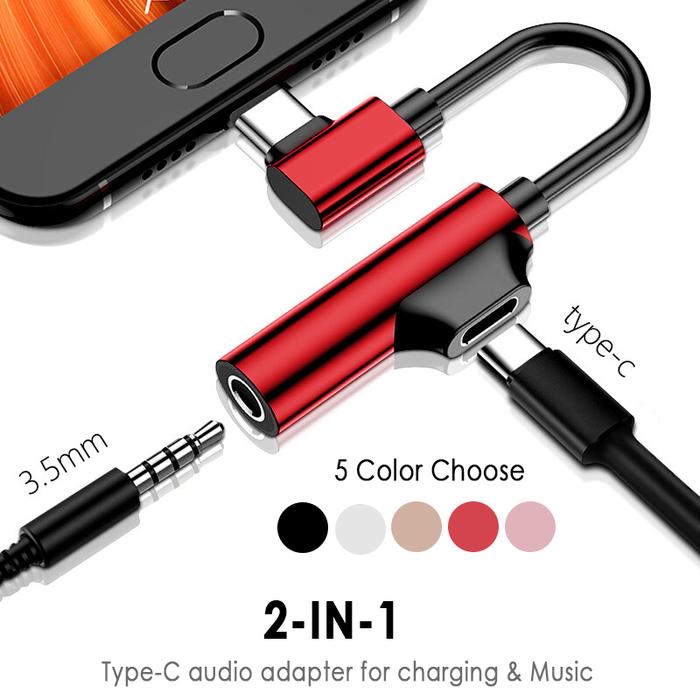 USB C DAC Adapter 2 In 1 Type C To 3.5 Earphone Adapter Audio Type-c