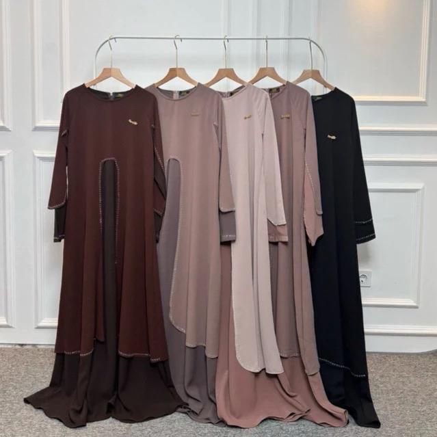 Elhijab - Madeena Abaya Exclusive Dress Series Tanpa Hijab Bahan Sabrina Anti UV Mix Ceruty Gamis Wa