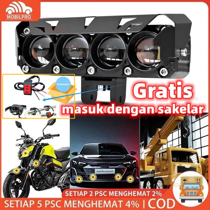 Lampu Tembak LED Laser D2 D3 Transformer 4 Mata Lampu SQL 4 Mata Mini Driving Lampu Laser LED  2 War