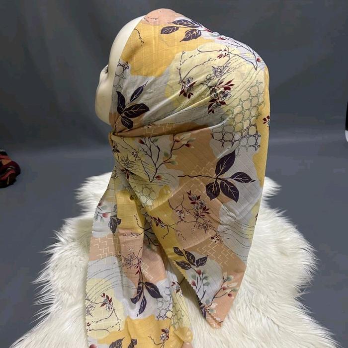 hijab segi4 viney premium imah scarf tepi di lasercut rapih size 110x110cm berbahan waffle bertextur
