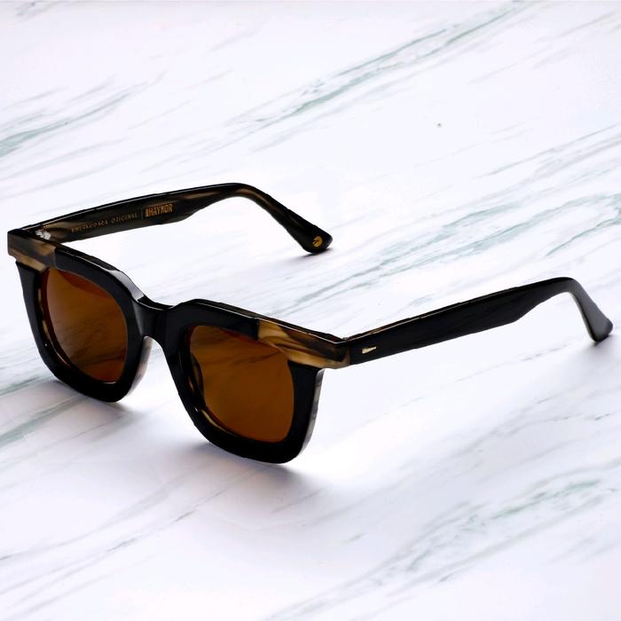 Vherkudara Original RHAYNOR Kacamata Retro Black Tortoise Frame Tebal & Kokoh dengan Desain Double-L