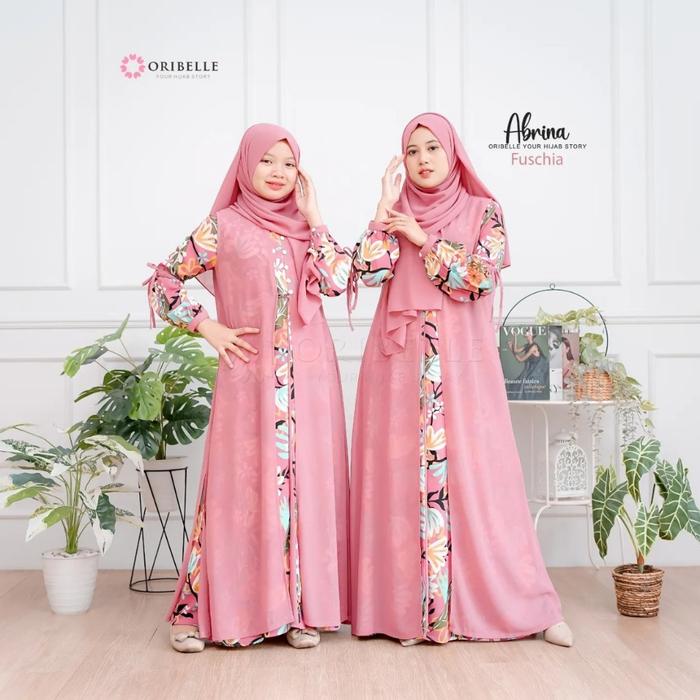 Gamis Couple ibu dan anak remaja/ Inner Dress + Outer + Pashmina / Set Gamis by ori Kids