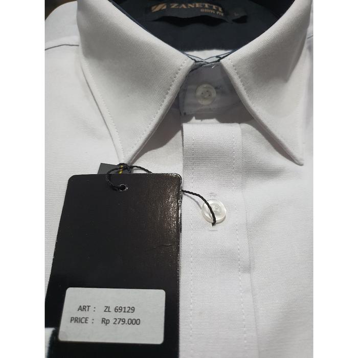 Diamond Zanetti White Dobby Series Kemeja Basic Slim Fit Putih Lengan Panjang