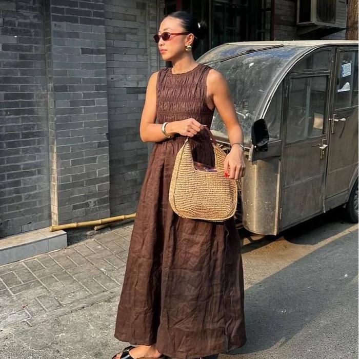 [bajuan] - Bananarila Daily Dress | Casual Dress Big Size | Dress Wanita Tanpa Lengan | Long Dress K