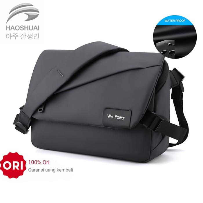 Tas Selempang Pria HAOSHUAI 1100-31 Tas Bahu Sling Bag Bahan Anti Air BAEOS