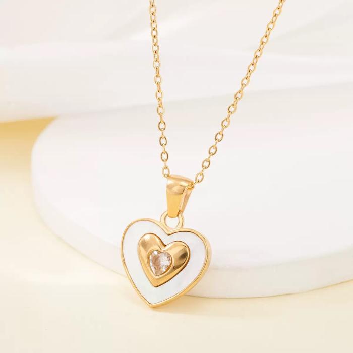K333 Kalung Model Baru Titanium Wanita Korean 6 Lapis Pelapisan Emas 18KGP • Liontin Love Puth Elega
