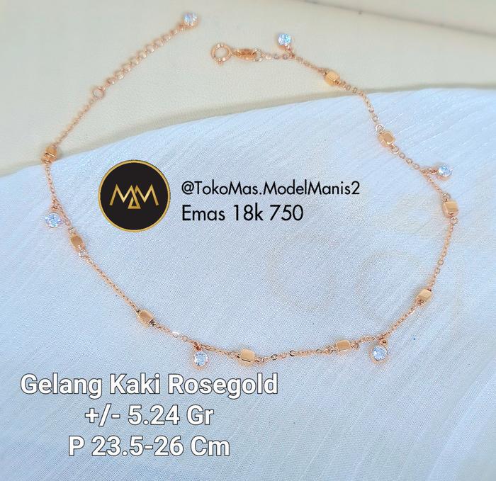 Gelang Kaki Rumbai Italy Au Rosegold 750 kadar 18k