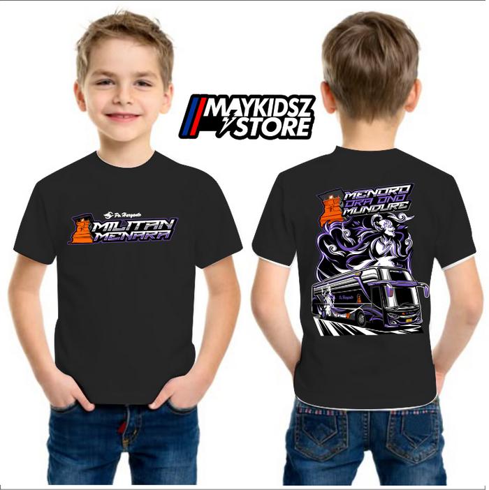 BAJU KAOS ANAK BUS PO HARYANTO MILITAN MENARA T-SHIRT BUS MODIFIKASI ANAK USIAA 4-12TAHUN