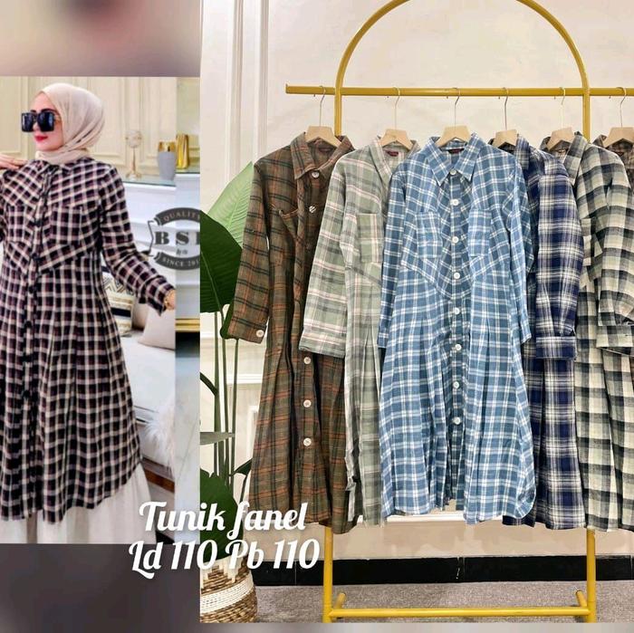 Tunik Flanel Kotak-Kotak Jevanni Wanita Muslim Nyaman/long tunik flanel wanita Dress/midi dress wani