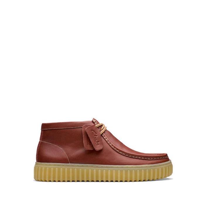 CLARKS Men's Loafers Shoes Torhill Hi Leather Sepatu Loafers Pria Original - Brown