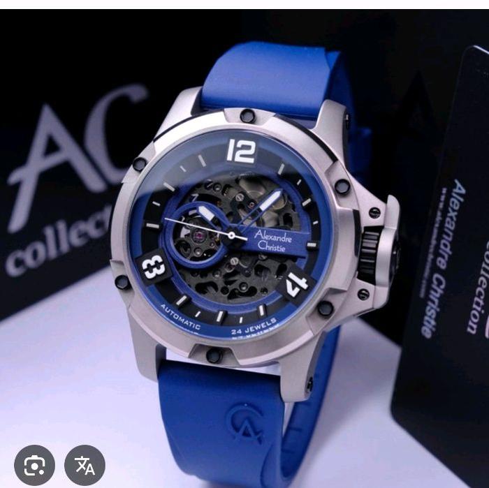 Jam tangan pria Alexandre christie Automatis original ac 6295 limited edition blue