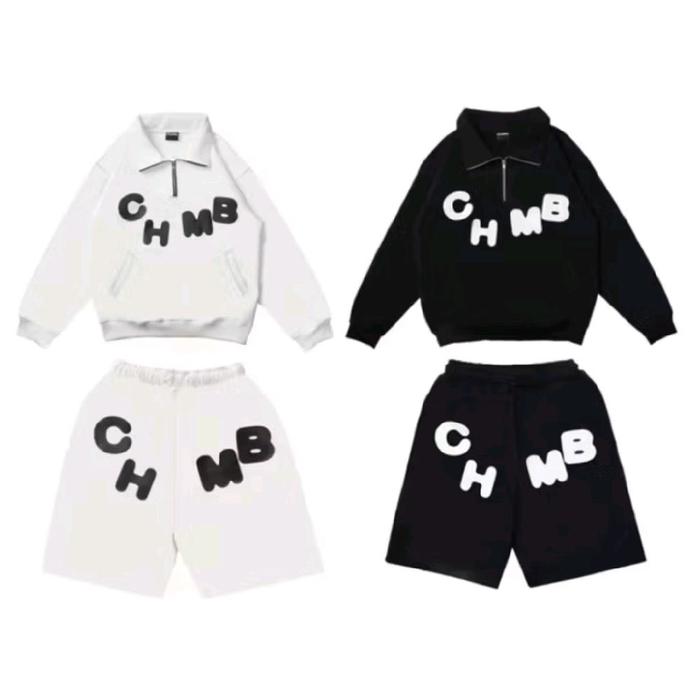 One Set Halfzip dan Shortsants Chambredelavain & Sweater Rugby Boxy Oversize dan celana pendek CHMB