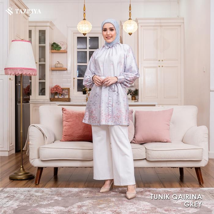 Tazbiya - Tunik Silk Motif Qairina Tazbiya X Adelia Pasha (Atasan Silk Kerja, Lebaran, Kondangan) Or