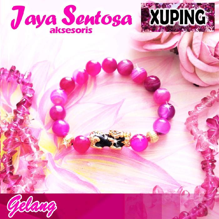 Xuping Gelang Batu 10mm Bola 8mm Liontin Naga Pixiu Aksesoris Xuping