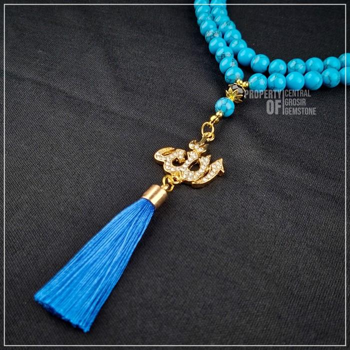 Promo Tasbih 99 Butir Batu Pirus Biru Tasbeh Jokowi Habib Lutfi Turquoise COD