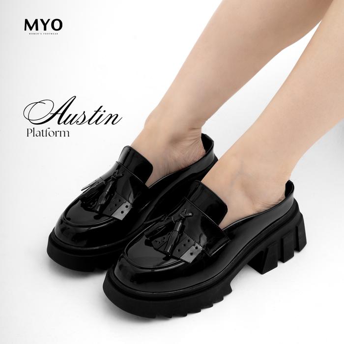 MYOSHOES  Sepatu Sandal Platform Loafers Wedges Kekinian Wanita Bagus AUSTIN