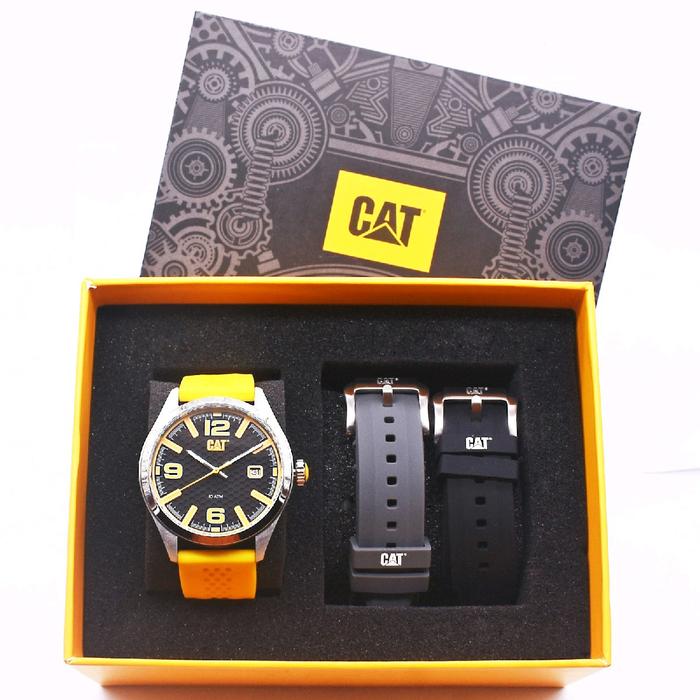 Jam Tangan Pria Caterpillar QA Series Tali Karet Analog Box Paket Original Extra Rubber