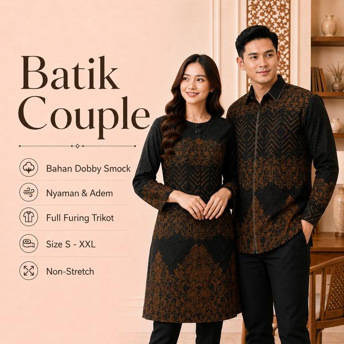 Batik couple wanita kekinian Dobby smock full furing atasan wanita kemeja pria & blouse - Milenial O