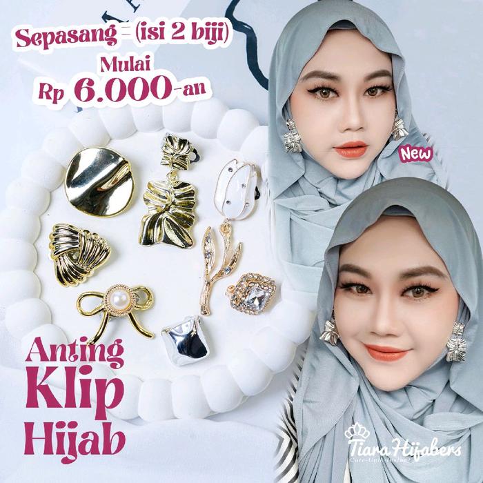 Anting Hijab jepit sistem klip (ISI 2 BIJI) Anting klip anting hijab anting jepit earrings aksesoris