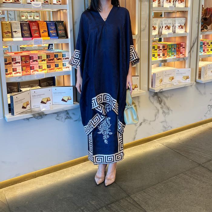Setelan Tunik Batik Aruna Motif Pangkoan & Rok Lilit Viscose Semi Sutra Handmade Wanita Modern