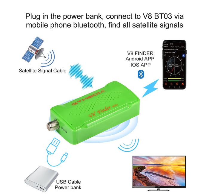 Woopker V8 SAT Finder BT03 Mini Satfinder Bluetooth DVB S / S2