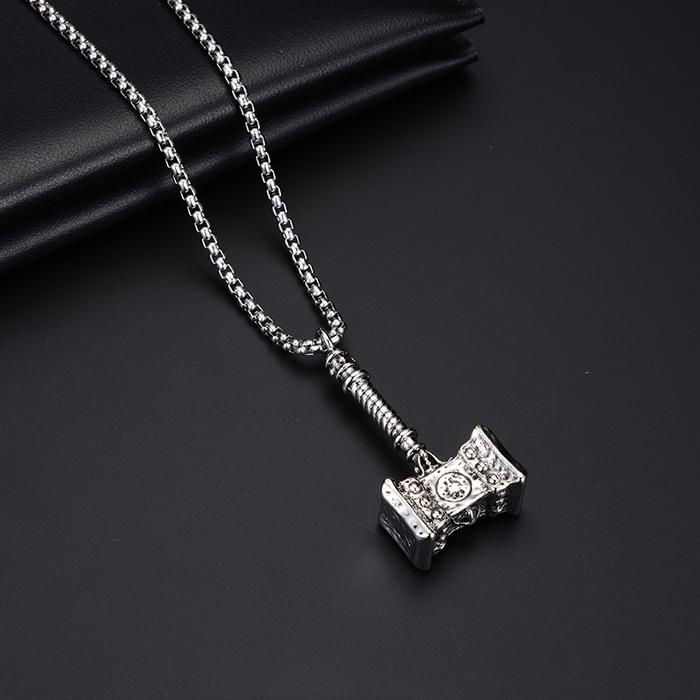 Kalung Liontin Fashion Desain Palu Thor / Thor Hammer Necklace Gaya Retro Pria Wanita