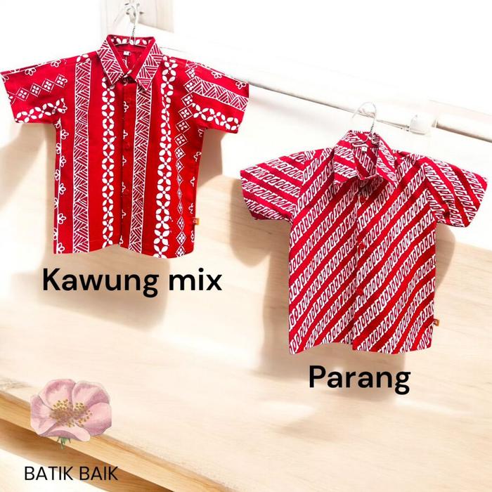 KEMEJA BATIK MERAH PUTIH ANAK BATIK BAIK